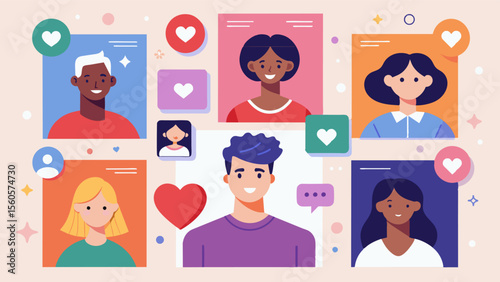 Following accounts and influencers that promote mental health awareness and selflove.. Vector illustration