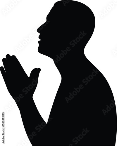 Silhouette of man praying illustration vector graphic design for religious or spiritual themes  char