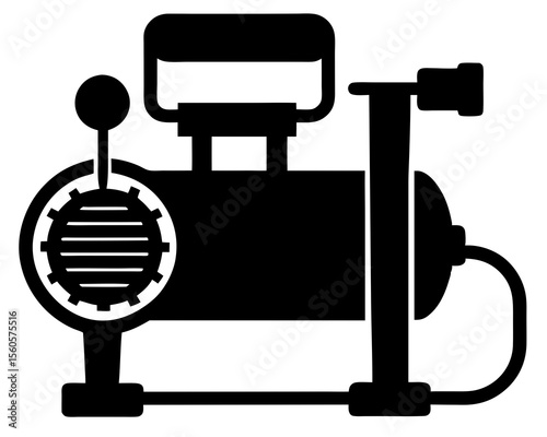Air pump and compressor silhouette, A air pump and compressor full black silhouette vector illustration design