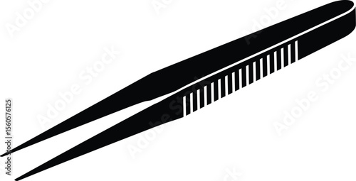 Black tweezers vector illustration for beauty medical or laboratory use tool icon design  character