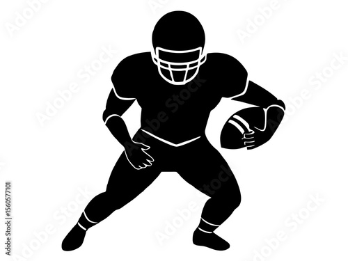 American football player silhouette, Vector silhouette of american football players on white background.