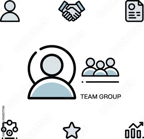 A sleek graphic showcases business elements ideal for web design and presentations, perfect for illustrating professional concepts.