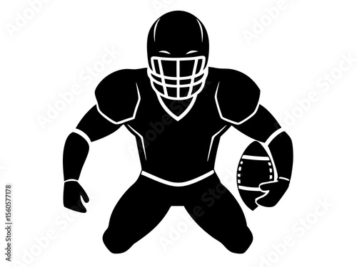 American football player silhouette, Vector silhouette of american football players on white background.
