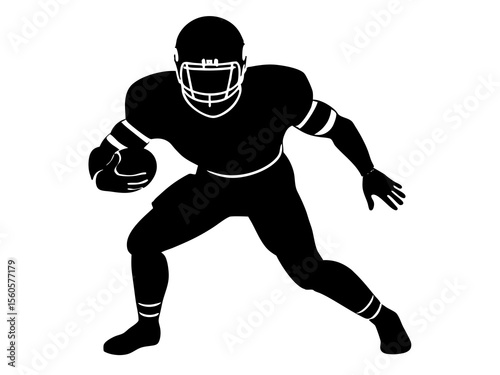 American football player silhouette, Vector silhouette of american football players on white background.