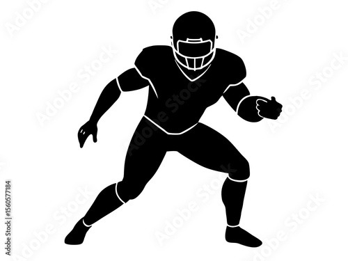 American football player silhouette, Vector silhouette of american football players on white background.