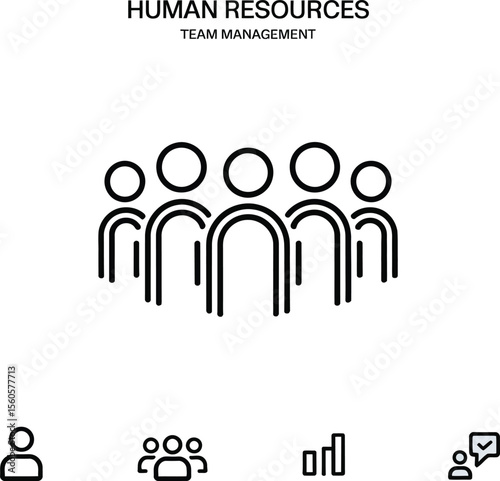 Human resources team management graphic for company staffing and personnel organization, offering a clean and simple design.