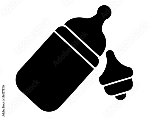 Baby feeding silhouette, A silhouette of a baby bottle used for feeding an infant milk vector illustration