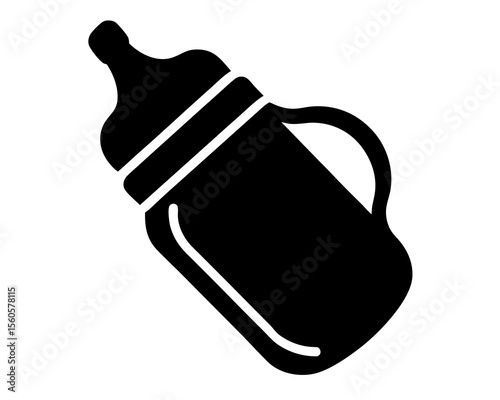 Baby feeding silhouette, A silhouette of a baby bottle used for feeding an infant milk vector illustration