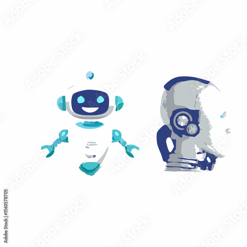 AI Robot icon- Artificial Intelligence and Technology vector illustration futuristic flat design representing automation, robotics ,and machine learning.