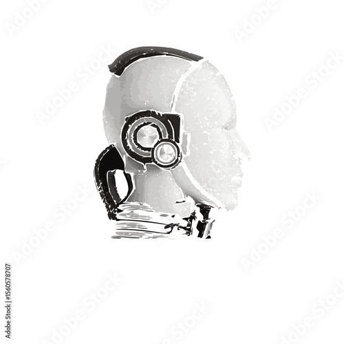 AI Robot icon- Artificial Intelligence and Technology vector illustration futuristic flat design representing automation, robotics ,and machine learning.