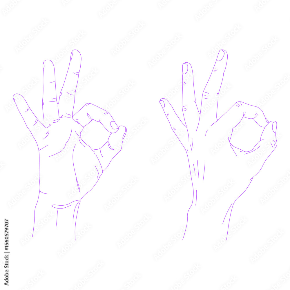 hand showing OK sign lineart outline illustration hand showing OK sign lineart outline illustration
