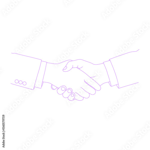 hands shaking lineart outline illustration