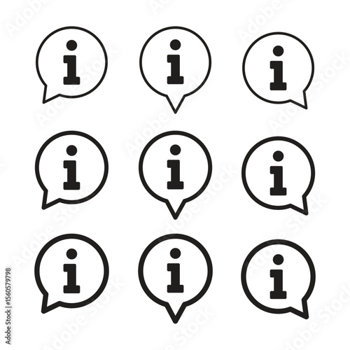 Set information sign icon, service, guide for web or app with line style on white background