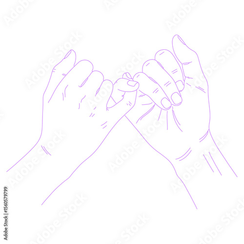 pinky promise hands lineart outline illustration