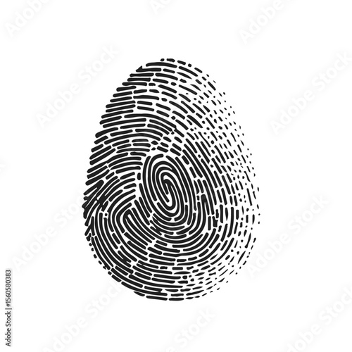 Vector illustration of a unique fingerprint for identity and security on a white background