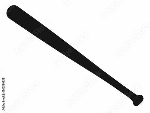 Baseball bat silhouette icon. Clipart Baseball bat vector isolated on white background