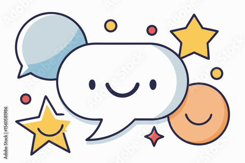 cheerful comic speech bubble vector set