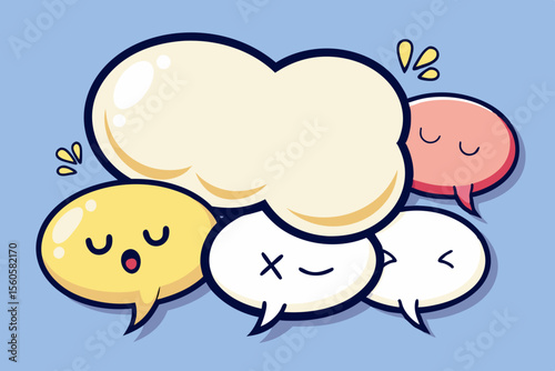 comic speech bubble collection blue style