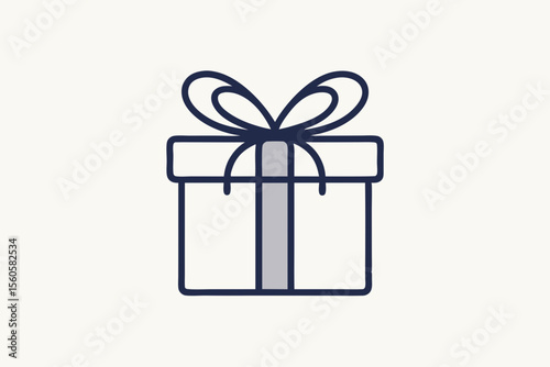 minimal mono line icon gift box vector