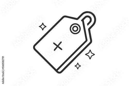 mono line price tag icon small design