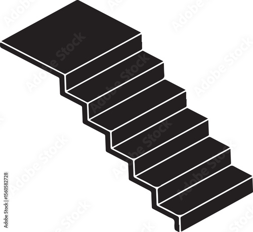 Black geometric staircase with white outlines stairs