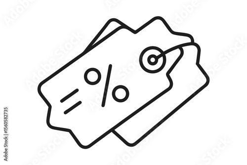 mono line discount tag icon vector set