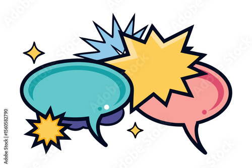 speech bubble set spiky comic pop art