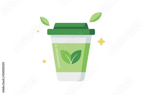 cute biodegradable cup eco icon sketch
