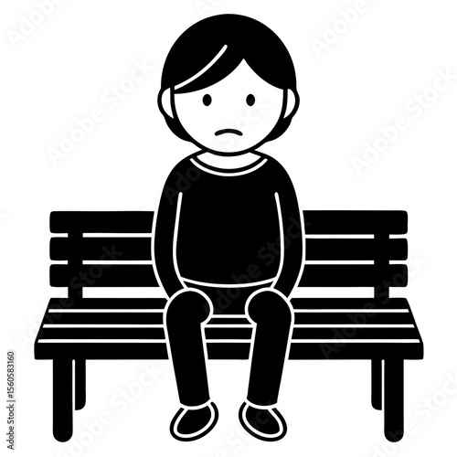 A sad man sits alone on a bench, feeling lonely and depressed