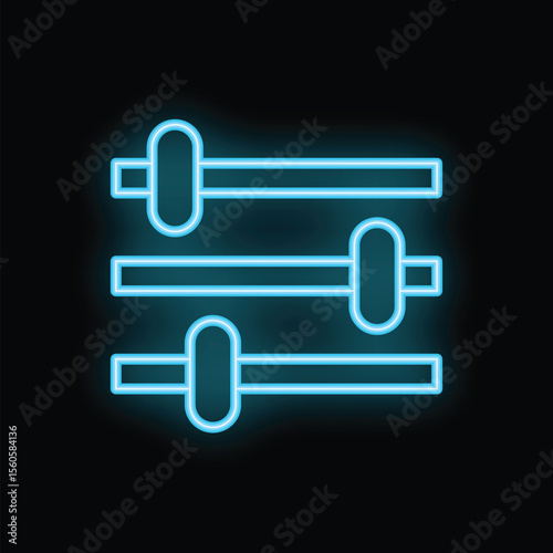 Neon blue icon of three sliders, symbolizing adjusting levels, fine tuning settings, or customizing preferences