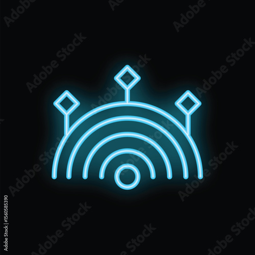 Glowing neon line wifi icon isolated on black background. Internet connection symbol. Wifi wireless icon