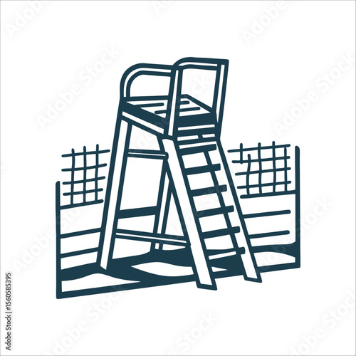 Minimalist Umpire Chair Illustration for Tennis Court Umpire chair