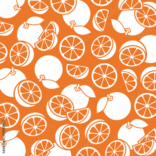 Oranges background, pattern set. Collection icons orange. Vector