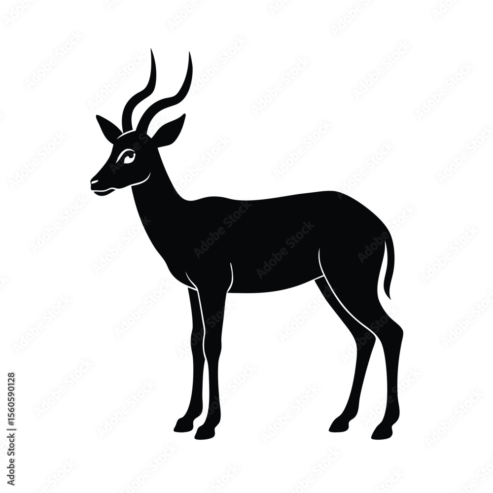 Obraz premium Antelope vector silhouette illustration on clean white background for wildlife and nature concepts