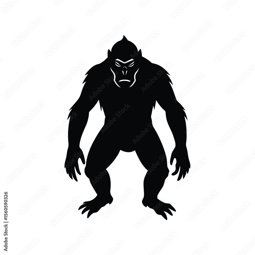 Fototapeta premium Ape vector silhouette animal design on white background perfect for jungle and primate themes