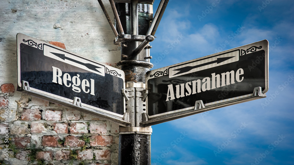 Obraz premium Signposts the direct way to Rule vs Exception