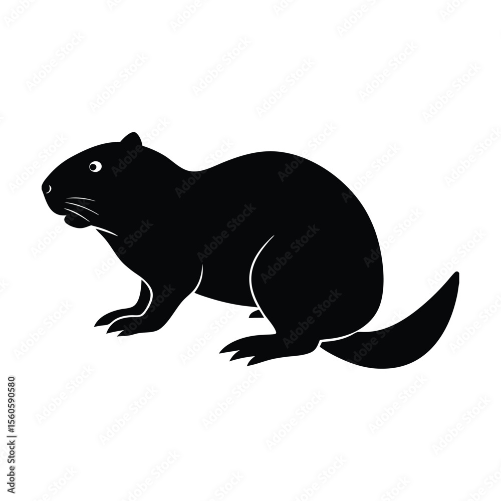 Fototapeta premium Beaver vector silhouette rodent design on white background for nature and woodland ecosystem art