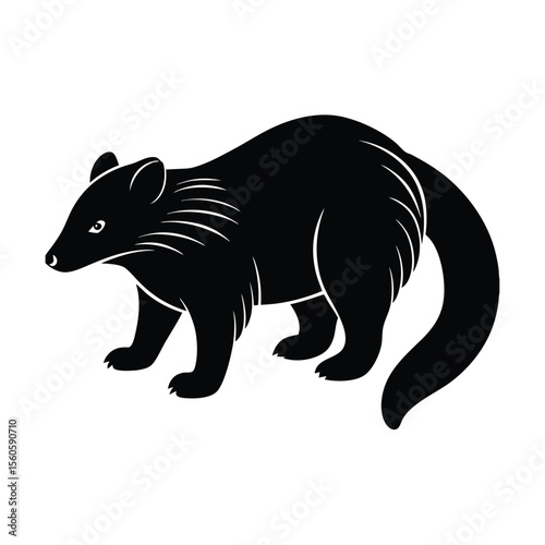 Binturong vector silhouette exotic mammal on white background for tropical and rare animal art