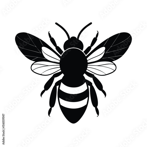 Bumblebee vector silhouette flying insect on white background for pollination honey and garden art