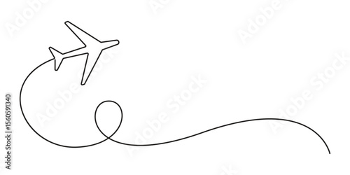 Continuous one line drawing of Aero plane outline vector illustration