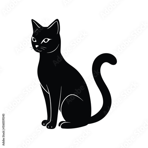 Cat vector silhouette pet feline on white background for domestic animal lovers and cute artwork