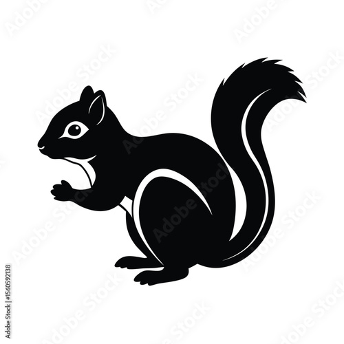 Chipmunk vector silhouette small rodent on white background for forest wildlife and cartoon art