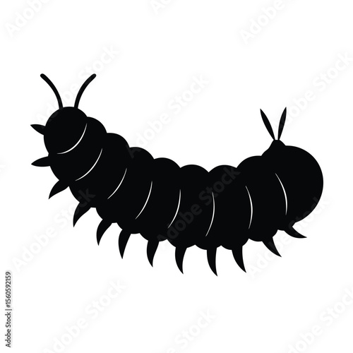 Caterpillar vector silhouette insect form on white background for metamorphosis and nature graphics