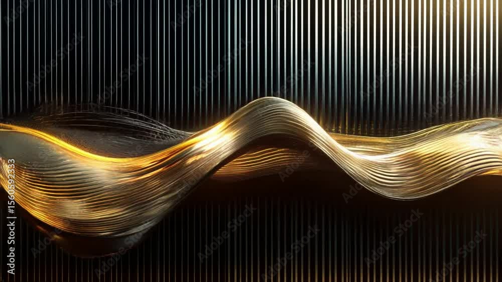 Black and gold abstract background with flowing glitter texture