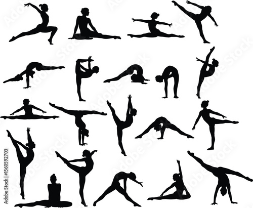 Ballet and Dance Silhouette Set - Women's Charming Poses and Flexibility Vector Collection