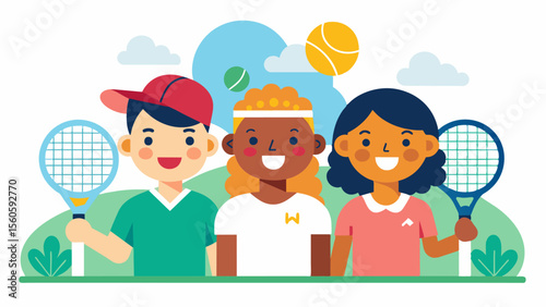 A tennis club that values inclusivity and encourages players of all backgrounds to participate.. Vector illustration