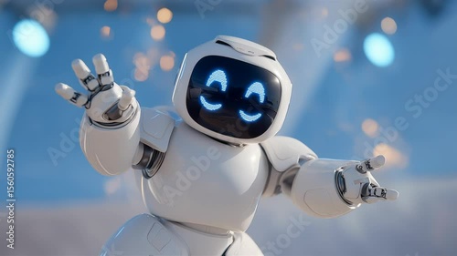cute robot floating in the air