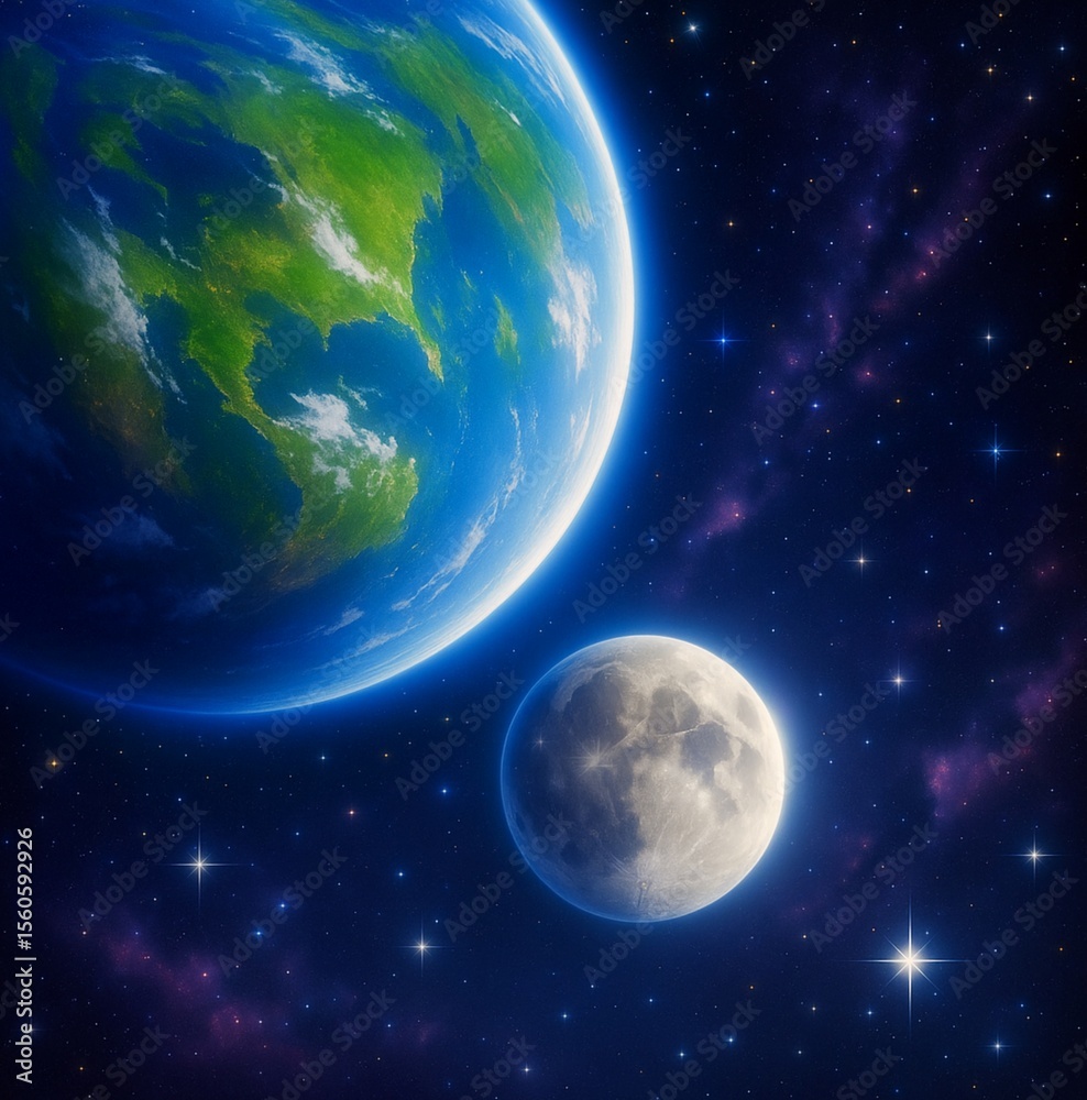Obraz premium earth and moon