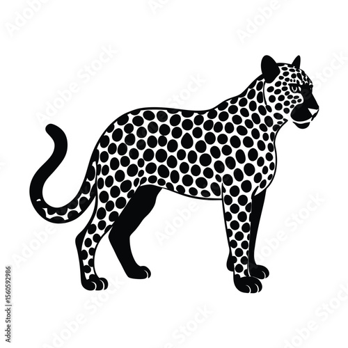 Leopard vector silhouette spotted cat on white background for predator jungle and big cat artwork