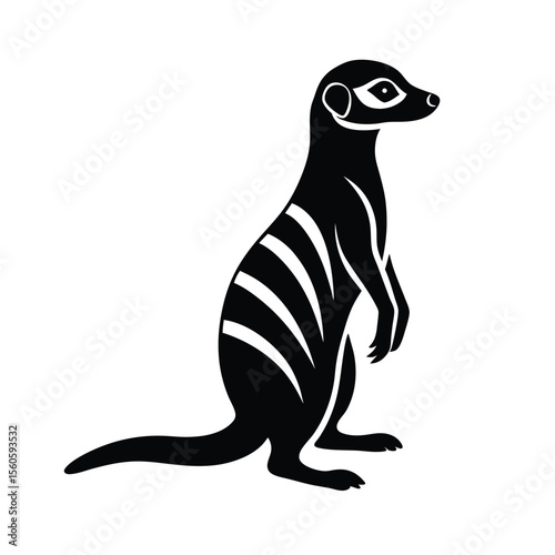 Meerkat vector silhouette alert animal on white background for desert social wildlife and nature art